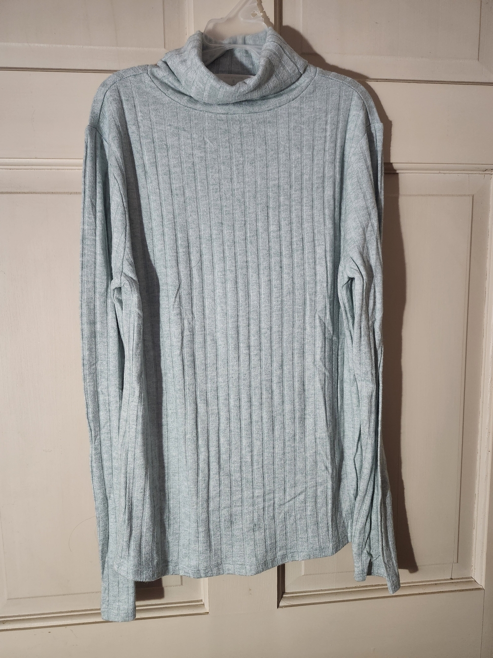 Zenana Outfitters Pale Aqua Ribbed Turtleneck Top